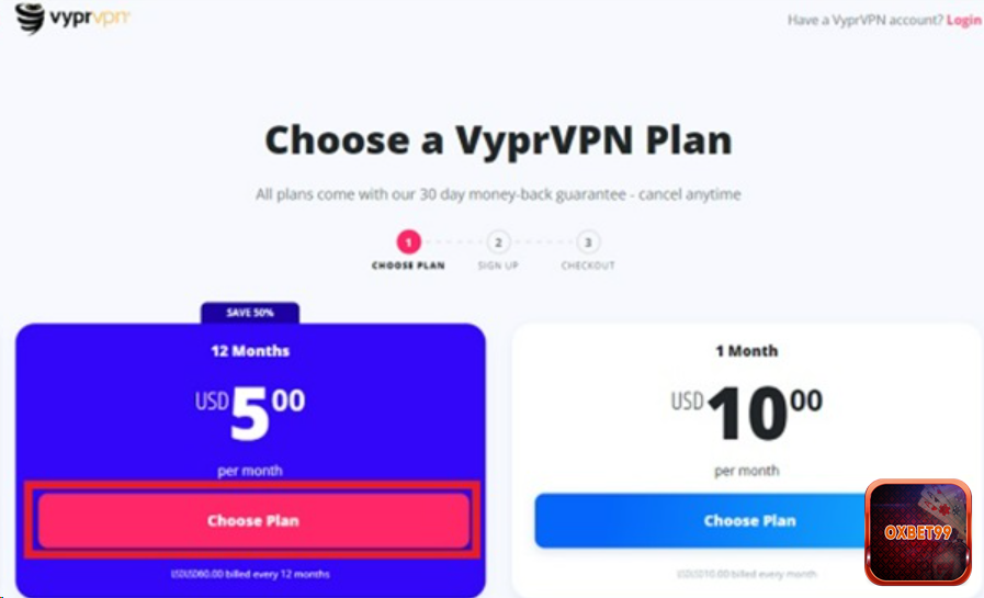 Bạn nhấn “Choose Plan” để thanh toán