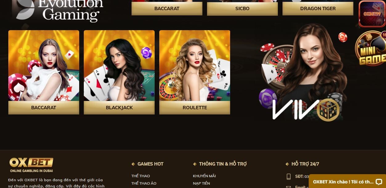 Live Blackjack tại sảnh Evolution Gaming Oxbet