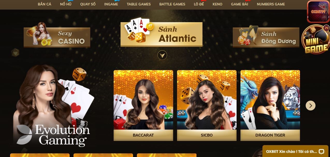 Slots game tại sảnh Evolution Gaming Oxbet