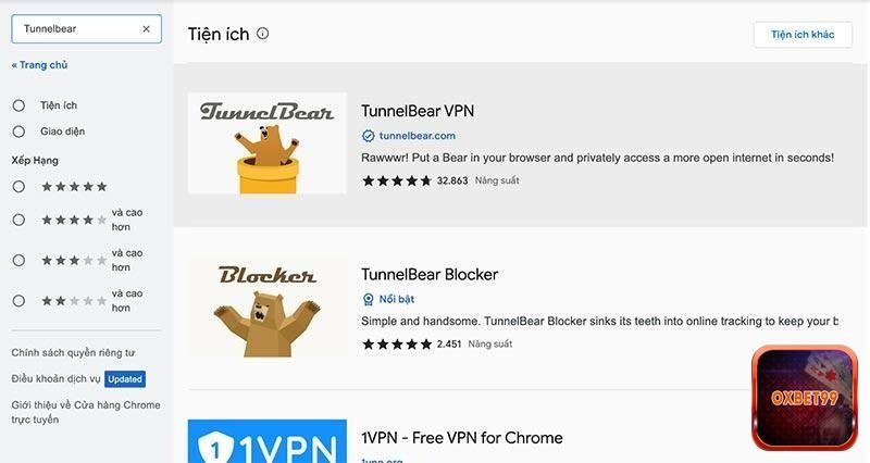 Tìm kiếm ứng dụng TunnelBear